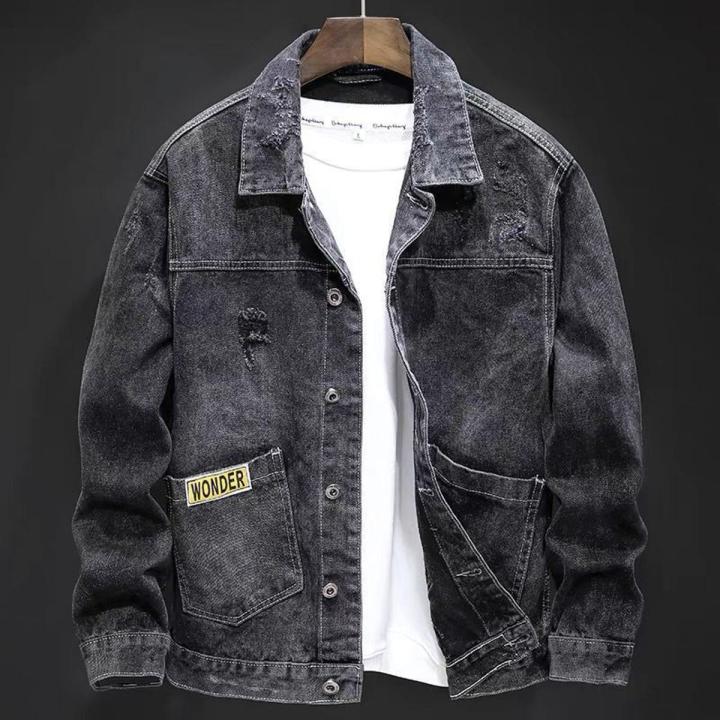 New Workwear Denim Jacket Men's Korean Fashion Loose Jacket Boys Casual Handsome Retro Outerwear