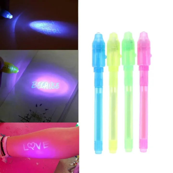 1/4/7pcs Creative Magic UV Light Pen Invisible Ink Pen Glow in the dark Pen with Built-in UV Light Gifts and Security Marking Amour zii