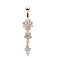 1pc New Zircon Fashion Surgical Steel Navel Piercing Flower Pendant Belly Button Rings Belly Piercing Body Jewelry Dangle. 