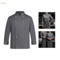 Chef Jacket Waiter Gray Wear Resistant Chef Coat for Kitchen XL.