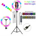 10 inch RGB LED Soft Ring Light with Tripod Stand for Photography Makeup YouTube Video Shooting Selfie.