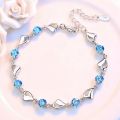 korean fashion 925 Sterling Silver noble White Purple crystal Bracelet for women wedding Jewelry Accessories 17CM+4CM.