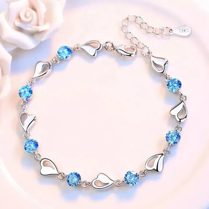 korean%20fashion%20925%20Sterling%20Silver%20noble%20White%20Purple%20crystal%20Bracelet%20for%20women%20wedding%20Jewelry%20Accessories%2017CM+4CM%20-%20Image%205