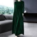 2024 Winter Women Turtleneck Long Maxi Velvet Dress, Elegant Long Sleeves Party Dress,Autumn Velour Dress. 