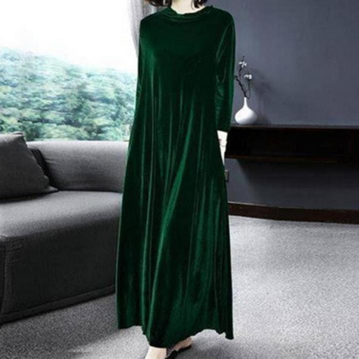 2024%20Winter%20Women%20Turtleneck%20Long%20Maxi%20Velvet%20Dress,%20Elegant%20Long%20Sleeves%20Party%20Dress,Autumn%20Velour%20Dress%20-%20Image%203