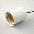 Individual 2Pcs E27 Ceramic Screw Base Round Led Light Bulb Lamp Socket Holder Adapter Metal Lamp Holder with Wire - White & Black. 
