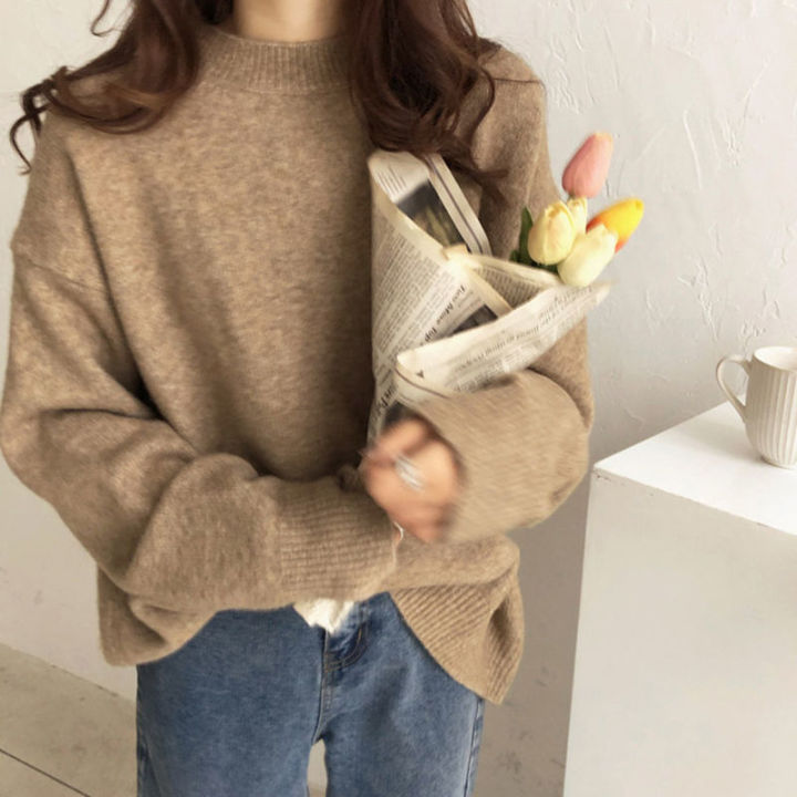 M50%20round%20Neck%20Sweater%20Women's%20Loose%20Lazy%20Style%20Mori%20Women's%20Soft%20Glutinous%20Outer%20Wear%20Japanese%20Style%20Sweater%20Pullover%20Top%20Inner%20Base%20-%20Image%208