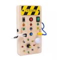 Montessori Busy Board Light Switch Toy Wooden Sensory Toys For Toddlers Activity Board Switch Box Buttons Wires Control Panel.