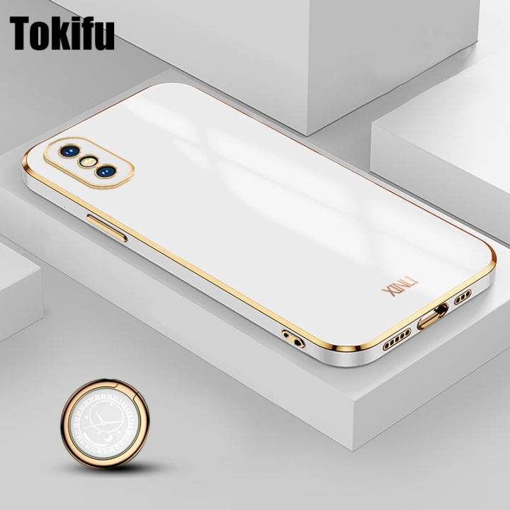 Tokifu For iPhone X XR XS Max Case Luxury 6D Plating Soft Back Cover Silicone Phone Cases With Stand