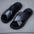 SHEN CE Summer Sandals Men Leather Classic Roman Open-toed Slipper Outdoor Beach Rubber Summer Shoes Flip Flop Water Sandals. 