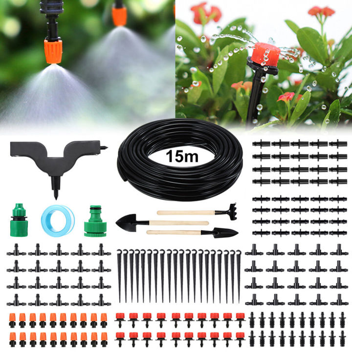 15M mini drip irrigation set for greenhouse anti UV automatic drip irrigation