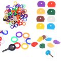 10/24pcs Key Top Cover Head/Caps/Tags/Label ID Markers Mixed Toppers Silicone Coding Colorful Key Identifier Cover Keyring Rings. 