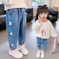 Girls' jeans 2024 spring and autumn new children's loose Korean version of the baby foreign casual Korean version of the fashion pants.