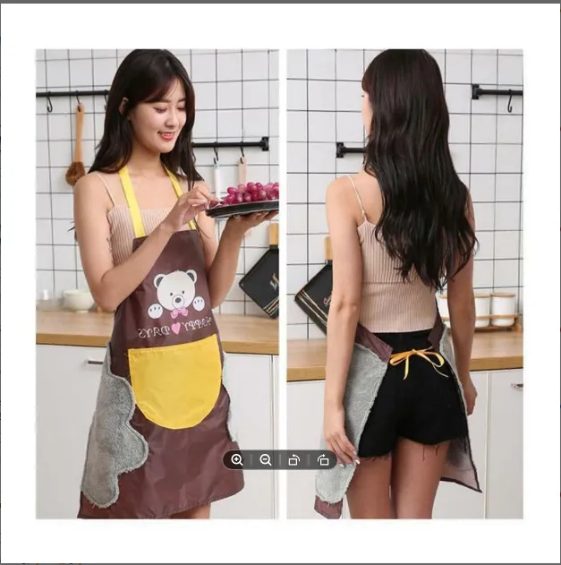 Home%20Kitchen%20Cooking%20Waist%20Waterproof%20Small%20daisies%20Hand%20Towel%20Apron%20Cute%20Bear%20Hanging%20Neck%20Towel%20Apron%20-%20Image%203