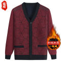 Old Men's Clothes Men's Grandpa Sweater Autumn and Winter Fleece-Lined Warm Grandpa Autumn Clothes Dad Knitted Cardigan Old Coat. 
