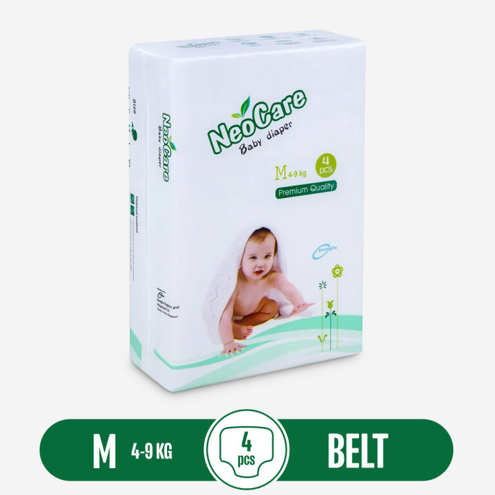 NeoCare Belt System Baby Diaper M (4-9 kg) - 4pcs