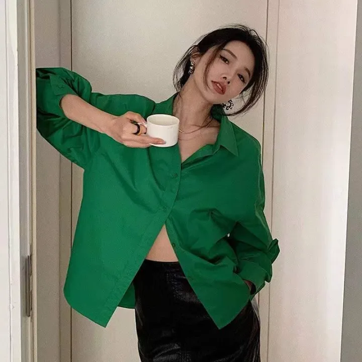 86%20Design%20Sense%20Niche%20Long-Sleeved%20Shirt%202022%20Autumn%20and%20Winter%20Korean%20Style%20POLO%20Collar%20Loose%20Mid-Versatile%20Long%20Sleeve%20Shirt%20Coat%20for%20Women%20-%20Image%209