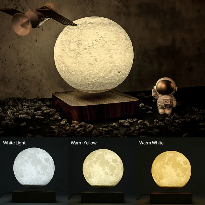 Creative 3D Magnetic Levitation Moon Lamp Night Light Rotating LED Floating Lamp Home Decoration