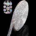 3-Row High Density Rhinestone Chain Base Claw Sew On Clothes Strass Crystal AB Glass Rhinestone Garment Accessories. 