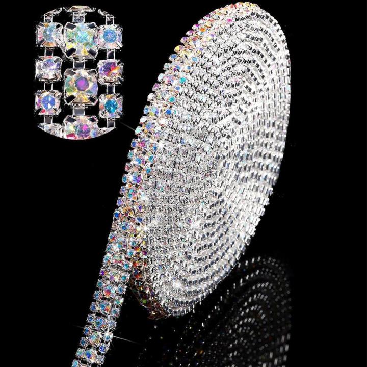 3-Row High Density Rhinestone Chain Base Claw Sew On Clothes Strass Crystal AB Glass Rhinestone Garment Accessories