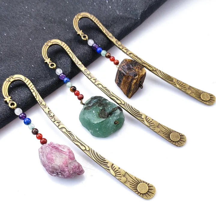 Multi%20Style%20Creative%20Metal%20Bookmark%20Tower%20Book%20Mark%20Healing%20Stone%20Crystal%20Beads%20Paper%20Clip%20Children's%20Gift%20Stationery%20Student%20-%20Image%202