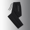 in sto Ice Silk ants Leg hree-color Straight Ankle-length ants en's orean-style wo-high Elast ubl Edition Casual Ice Silk ants en's. 