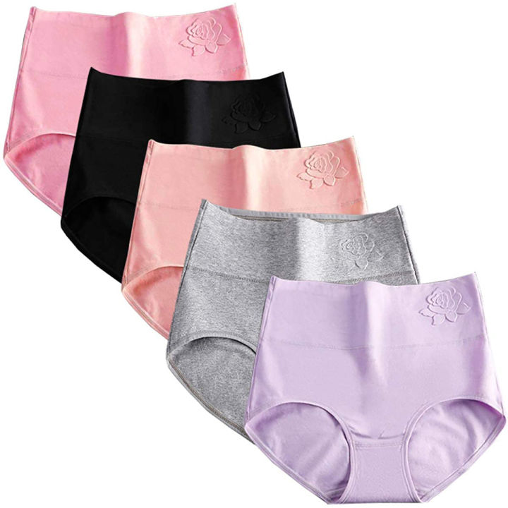 Women Underwear High Waist Cotton Panties Full Coverage Ladies Briefs- 1pcs
