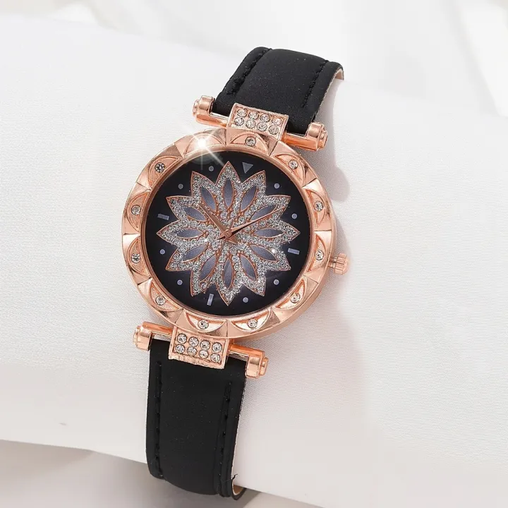 Women's%20Watch%20Flower%20Fashion%20Quartz%20Watch%20Sparkling%20Rhinestone%20Analog%20Wrist%20Watch%20&%201pc%20Rose%20Flower%20Bracelet,%20Gift%20For%20Mom%20Her%20-%20Image%206