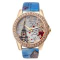 Women Big Watches Fashion Luxury Crystal Paris Eiffel Tower Watches Women Leather Band Quartz Wristwatch Casual Ladies Watches. 
