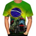 Fashion Summer Brazilian Flag 3d Printed Men's T-shirt Short Sleeve Top Football Quick Drying Quality Round Neck Boutique Shirt. 