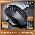 Inphic A1 6 Keys 1000/1200/1600 DPI Home Gaming Wireless Mechanical Mouse, Colour: Gray Wireless+Bluetooth 4.0+Bluetooth 5.0.