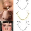 New Double Nose Piercing Chain Nose Chain for Nostril Piercing Stainless Steel Nose Stud Decoration Earring Piercing Chain Women. 