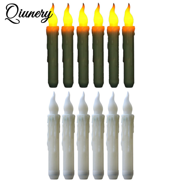 Qiunery 6Pcs Led Electric Candles Lamp With 10 Key Remote Control, Automatic Timer 3D Led Battery Candles Light, Flameless Taper Candles Light For Wedding Christmas Candles Lamp