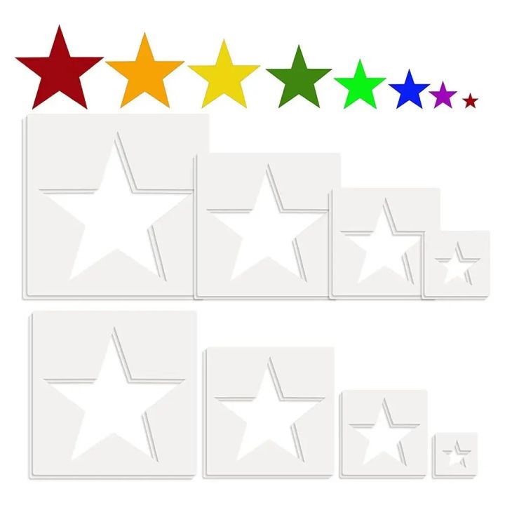 8 PCS Large Star Template Stencils for Different Sizes Painting Template Wall Art Decor Haandmade Crafts Accessories
