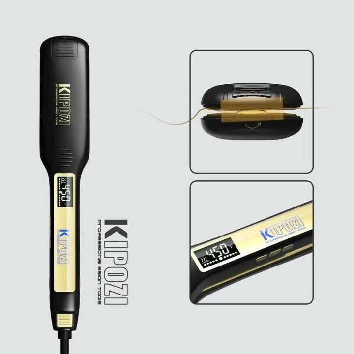 KIPOZI%20Professional%20Hair%20Straightener%20Titanium%20Flat%20Iron%20with%20Digital%20LCD%20Display%20Dual%20Voltage%20Instant%20Heating%20Curling%20Iron%20-%20Image%203