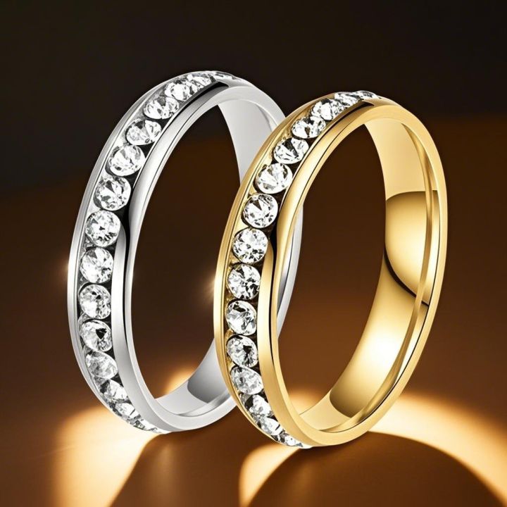 【Surprise Price】Ring women do not fade titanium steel stainless steel jewelry plain ring ins circle drill hand ornaments drill