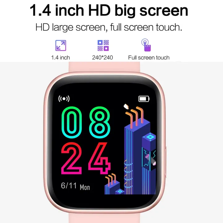 Smart%20Watch%20For%20Women%20Blood%20Pressure%20Heart%20Rate%20Monitoring%20Pink%20Fitness%20Sports%20Smartwatch%20Smart%20Notification%20IP67%20Waterproof%20-%20Image%202