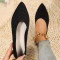 Women's Pointed Toe Flat Office Boat Solid Color Knitted Slip on Shoes Casual Breathable Ballet Flats Women Flat Shoes Loafers House Foocus. 