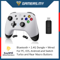 EasySMX® Bayard 9124 Tri-Mode Wireless Controller (White) with Dongle  II plug and play with computer or xbox or console. 
