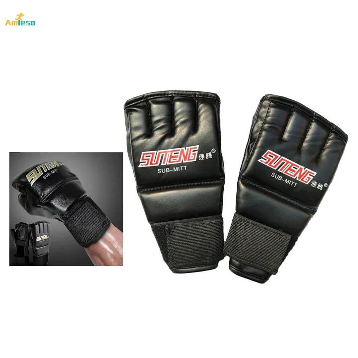 MMA%20Half%20Finger%20Boxing%20Fight%20Gloves%20Mitts%20for%20Sparring%20Punching%20Bag%20Training%20-%20for%20Adults%20Black%203%20-%20Image%207