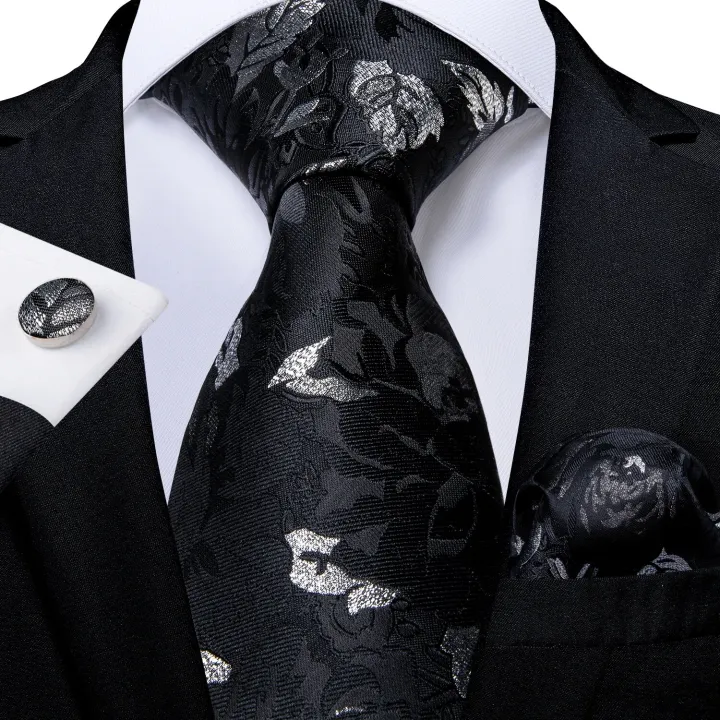 Black%20Red%20Rose%20Floral%20Ties%20For%20Men%208cm%20Men's%20Silk%20Neck%20Tie%20Handkerchief%20Cufflinks%20Set%20Business%20Wedding%20Tie%20Gift%20For%20Men%20DiBanGu%20-%20Image%207