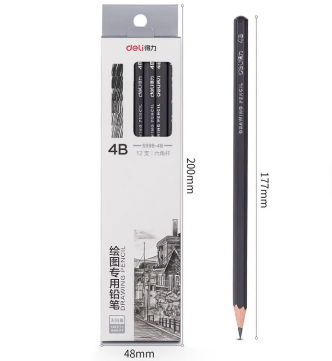 Deli%20S998-4B%2012pcs/box%20Black%20Drawing%20Penci%20Writing%20Sketch%20Charcoal%20Pencil%20-%20Image%205