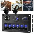 6 Gang Switch Panel with 12V-24V LED Digital for RV Truck Boat SUV. 