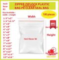 100 pieces /Plastic Zipper Bag / Zip Lock Bag / Zip Bag / Transparent Packaging Plastic Bag with Sealable Zipper Zip Lock ( any SIZES AVAIALBLE ) zipper. 