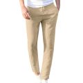 Feitong Fashion Cotton Linen Pants Men Casual Work Solid White Elastic Waist Streetwear Long Pants Trousers.