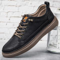 Italian Casual Shoes Men's Lace Up Oxford Shoes Genuine Leather Thick Bottom Outdoor Walking Shoes Black Office Men Dress Shoes KEEMEEUYZO.