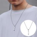 Fashion Stainless Steel Rectangle Men Pendant Necklace Classic Simple Design Cuban Necklace Jewelry Gift for Men. 