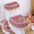 Four Seasons Toilet Cushion Seat Gold Velvet Lace Fabric Toilet Cushion Three-Piece Set Toilet Cover Cushion Zipper Summer Model. 