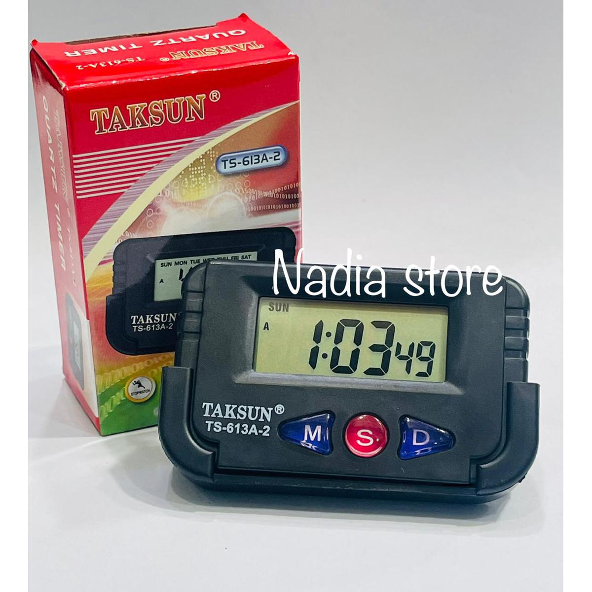 Taksun Ts-613A-2 Car Dashboard Alarm Clock And Stopwatch With Flexible Stand - Black