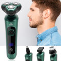 Green Smart Electric Shaver LCD Digital Display Three-head Floating Razor USB Rechargeable Washing Multi-function Beard Knife. 